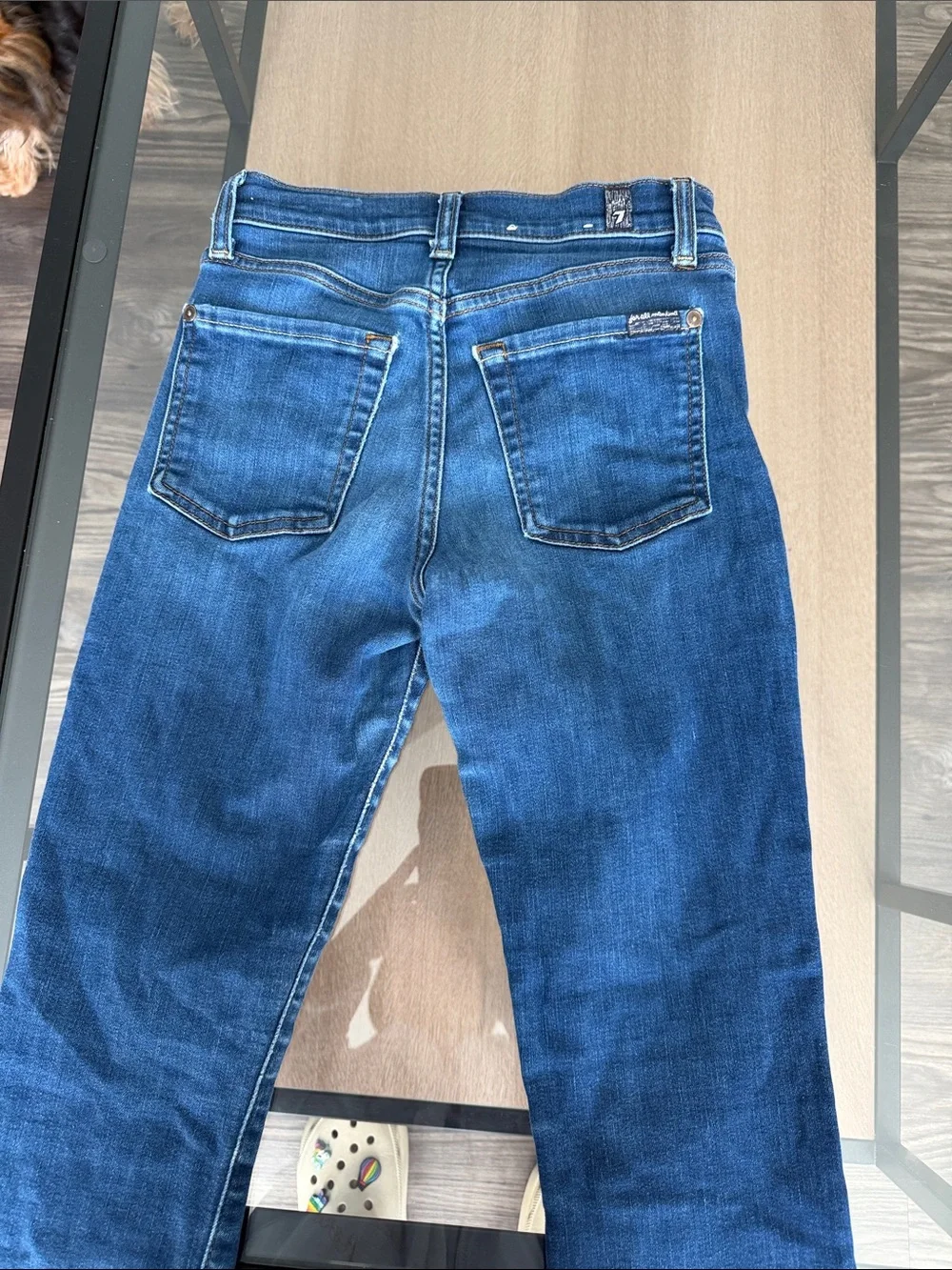 7 For All Mankind Dark Blue High-Rise Straight Jeans